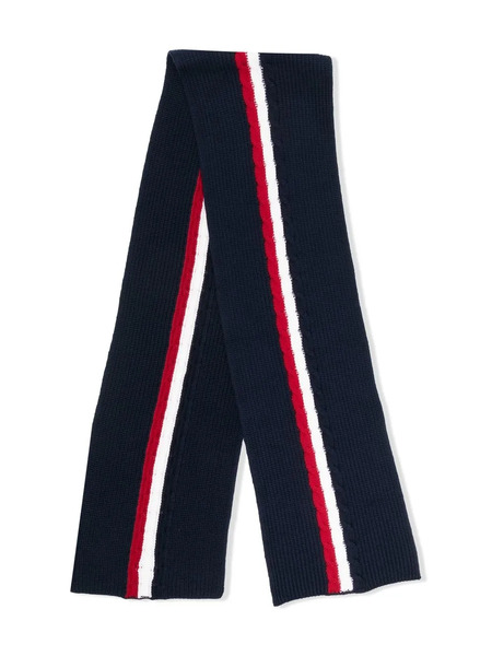 Moncler Enfant Stripe-detail Virgin Wool Scarf - Blue 