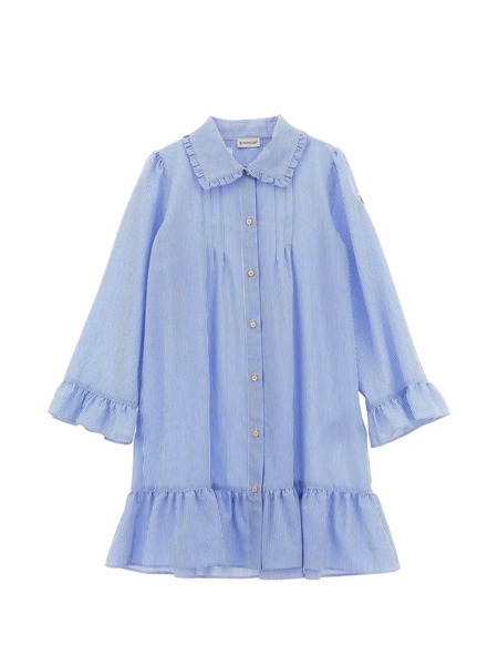  Moncler Enfant Striped Ruffle Dress - Blue 