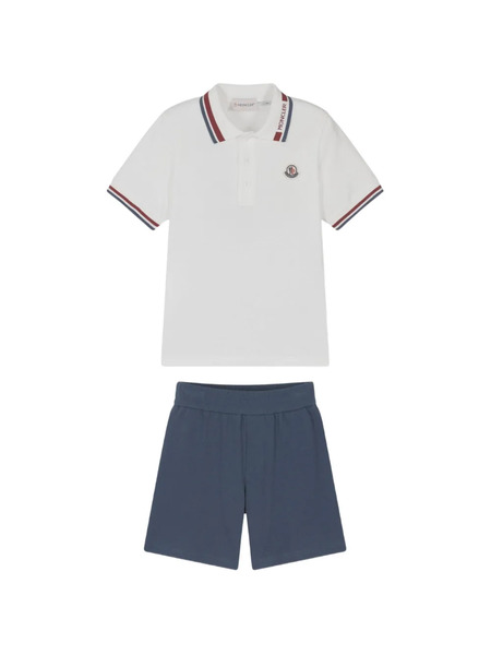  Moncler Enfant Striped Trim Polo Shirt And Shorts Set - White 