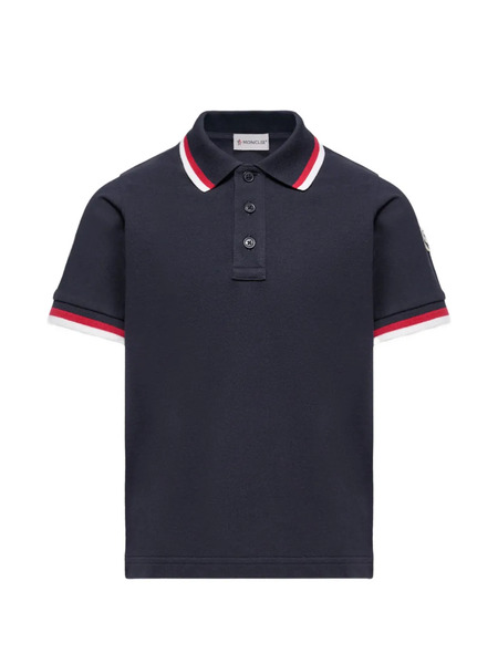  Moncler Enfant Striped-trim Polo Shirt - Blue 