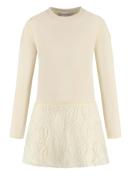  Moncler Enfant Textured-panel Midi Dress - Neutrals 