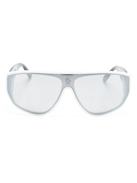  Moncler Eyewear Engraved-logo Oversize-frame Sunglasses - White 