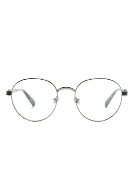  Moncler Eyewear Logo-plaque Oval-frame Glasses - Silver 