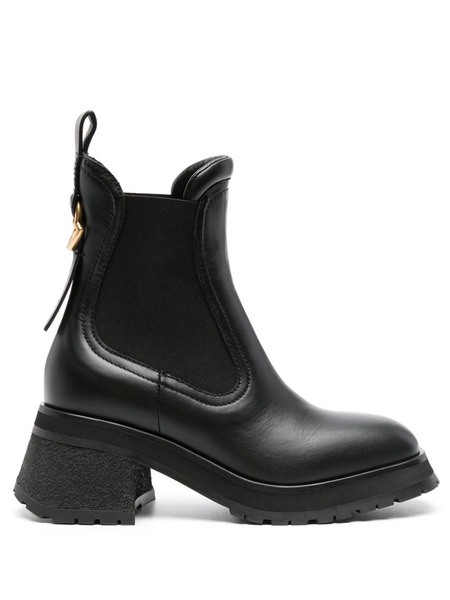  Moncler Gigi 70mm Leather Chelsea Boots - Black 
