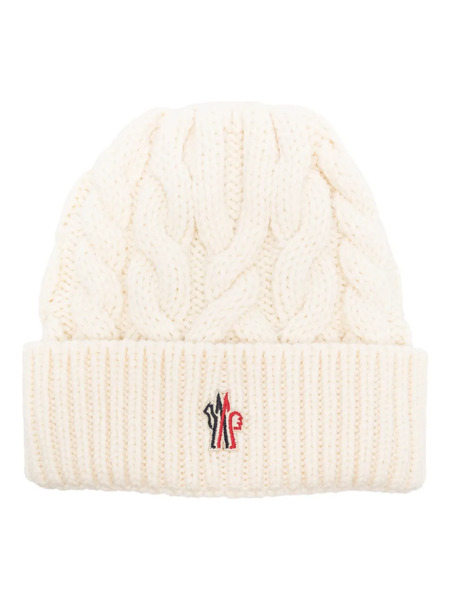  Moncler Grenoble Cable-knit Beanie Hat - White 