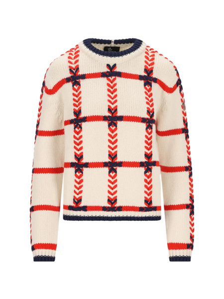  Moncler Grenoble Jacquard Crew Neck Sweater - Neutrals 