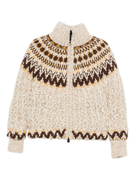  Moncler Grenoble Patterned Zip Cardigan - Neutrals 