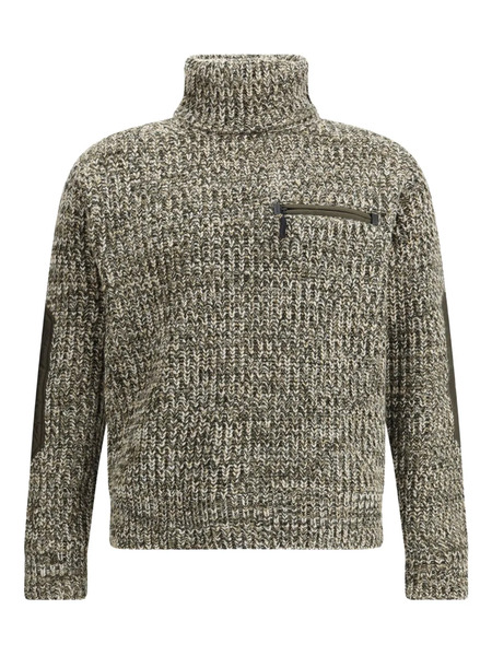  Moncler Grenoble Zip Pocket Elbow Patch Sweater - Green 
