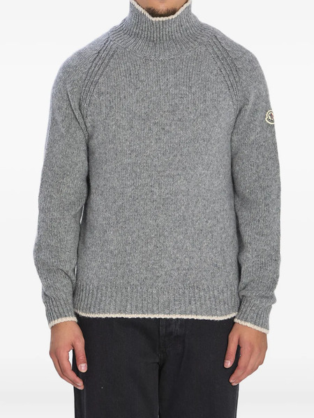  Moncler High-neck Logo-patch Sweater - Grey 