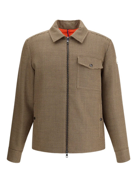  Moncler Houndstooth-pattern Zip-front Jacket - Brown 