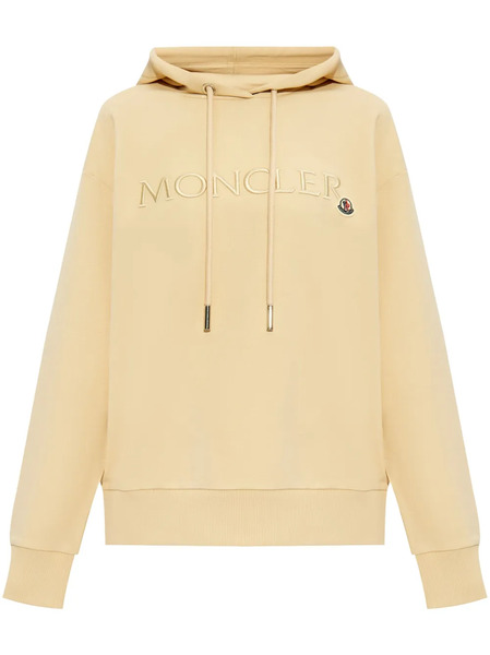  Moncler Logo-embroidered Cotton Hoodie - Neutrals 