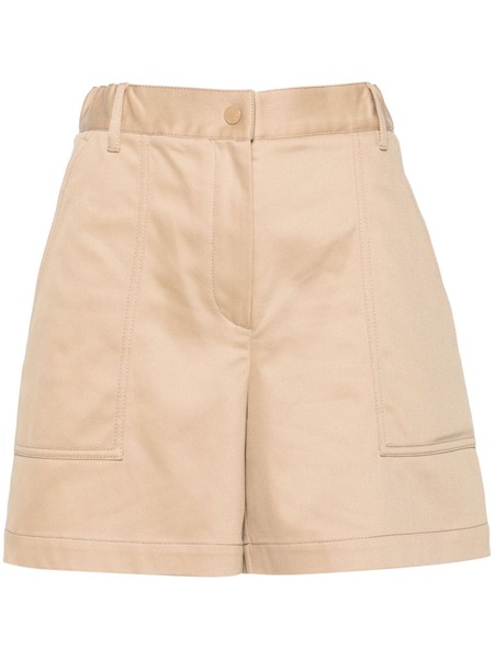  Moncler Logo-patch Garbadine Shorts - Brown 