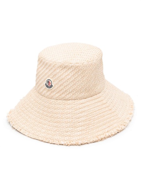  Moncler Logo-patch Raffia Hat - Neutrals 