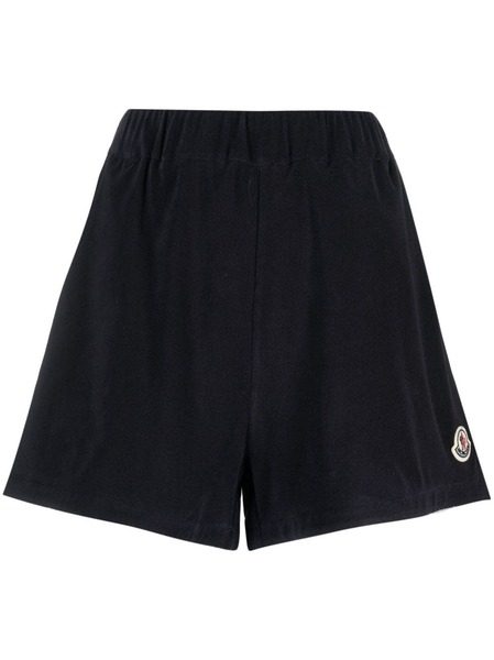  Moncler Logo-patch Velour Shorts - Blue 