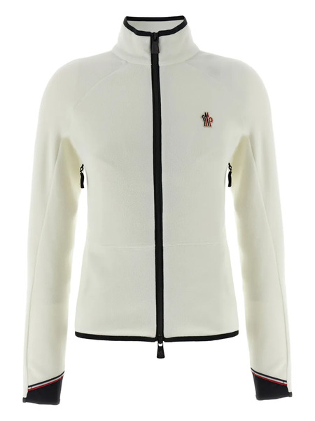  Moncler Logo-patch Zip Fleece Sweatshirt - White 