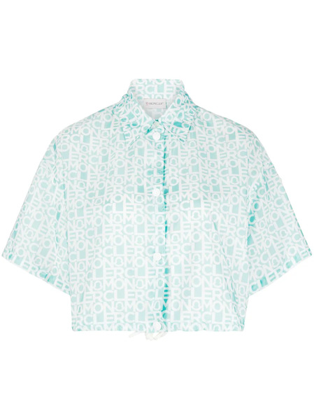 Moncler Logo-print Cropped Shirt - Blue 