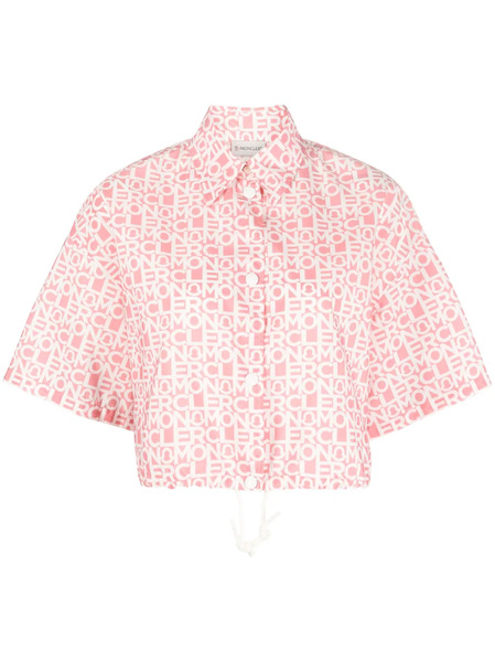  Moncler Logo-print Cropped Shirt - Pink 