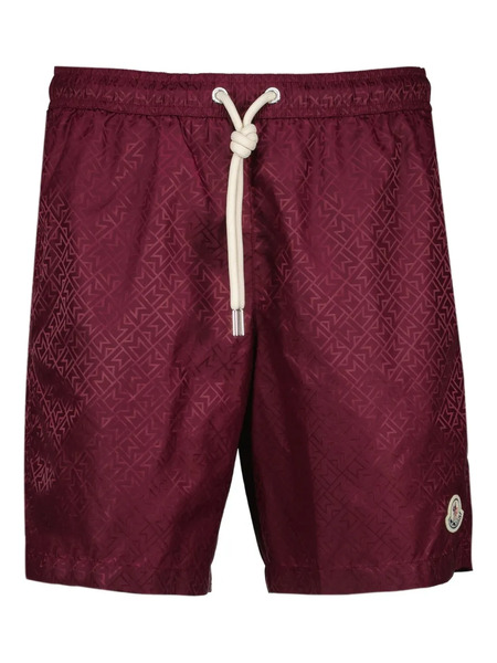  Moncler Monogram-jacquard Swim Shorts - Red 
