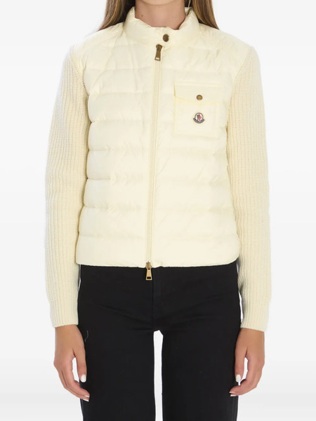  Moncler Padded-front Chest-pocket Cardigan - White 