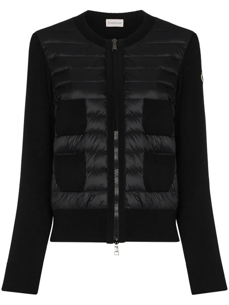  Moncler Padded-panel Knitted Cardigan - Black 