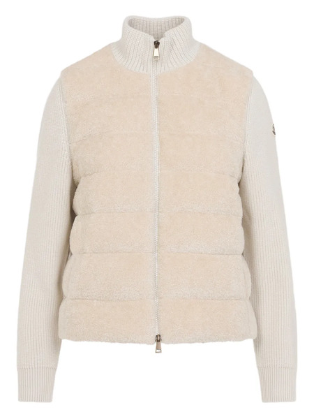  Moncler Padded Teddy Wool Zip-up Cardigan - Neutrals 