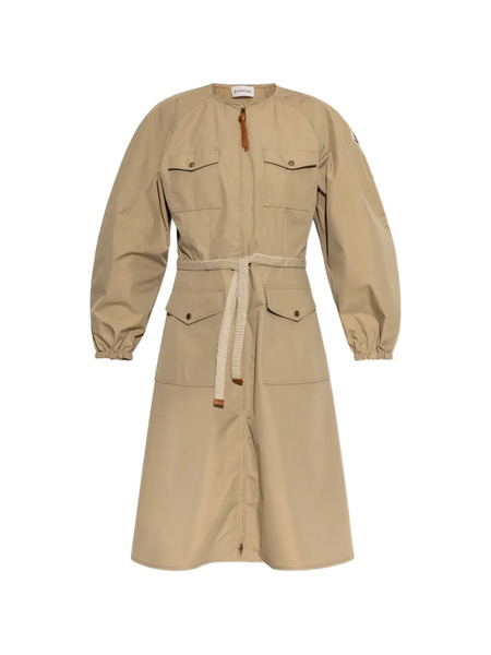  Moncler Pleated Poplin Midi Dress - Neutrals 
