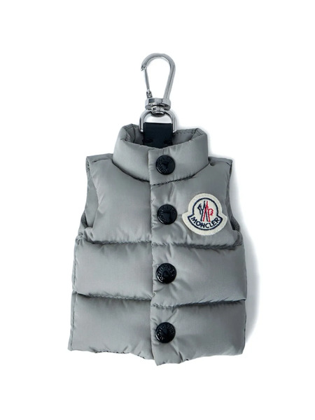  Moncler Quilted Logo-patch Keyring - Grey 