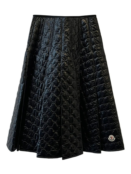  Moncler Quilted Pleated Midi Skirt - Black 
