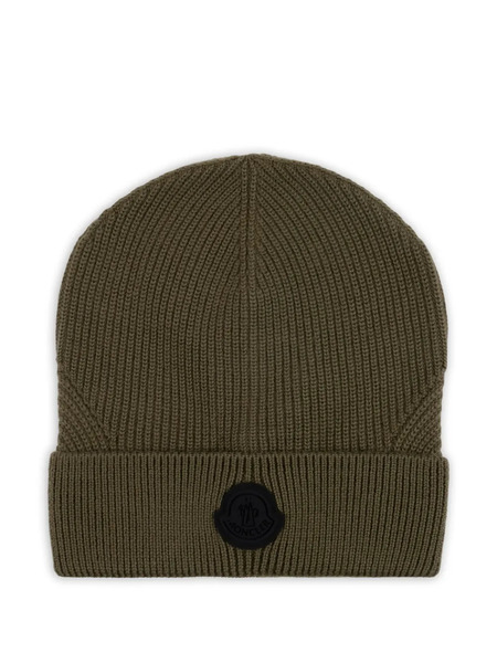  Moncler Ribbed-knit Beanie Hat - Green 