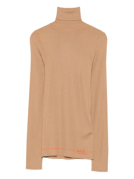  Moncler Ribbed-knit Turtleneck Top - Neutrals 