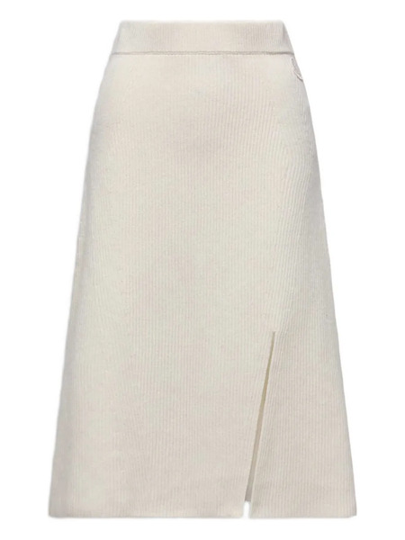  Moncler Ribbed Side-split Midi Skirt - White 