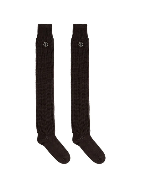  Moncler + Rick Owens Ruffled Logo Socks - Brown 