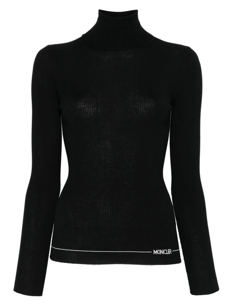  Moncler Roll Neck Ribbed Top - Black 