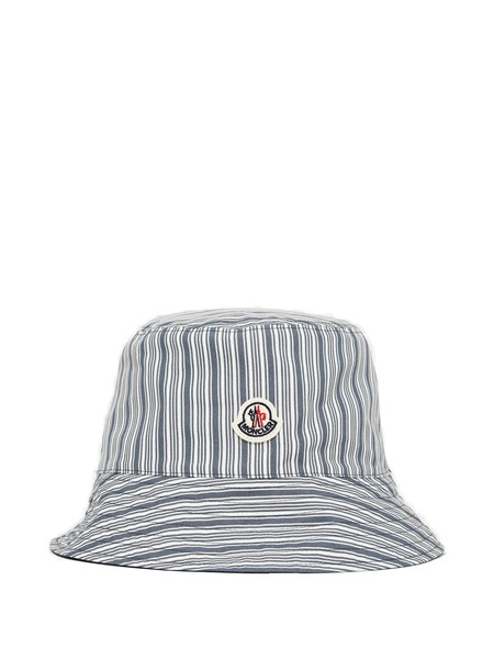  Moncler Striped Logo Bucket Hat - Blue 