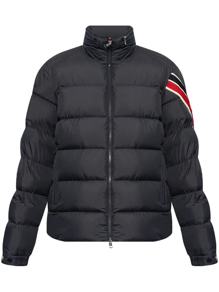  Moncler Striped Logo Patch Down Jacket - Blue 