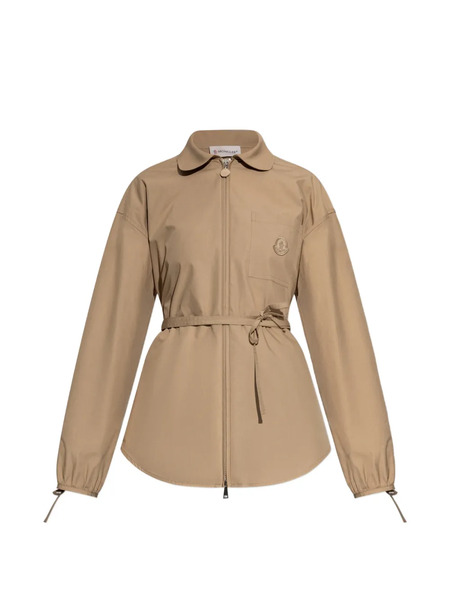  Moncler Tie Waist Logo Jacket - Neutrals 