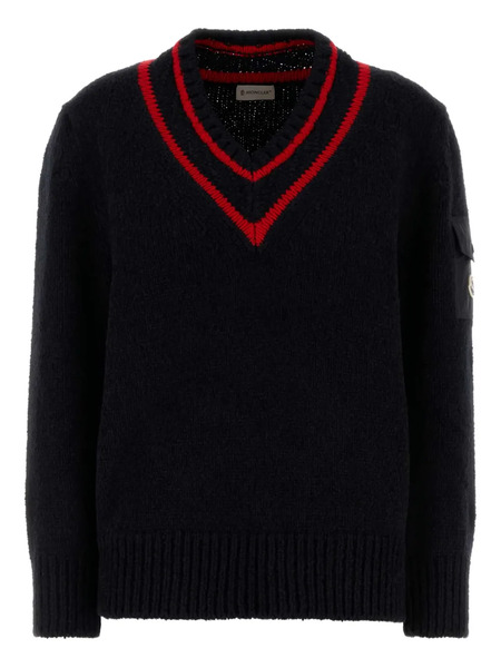  Moncler V-neck Patch-pocket Jumper - Black 