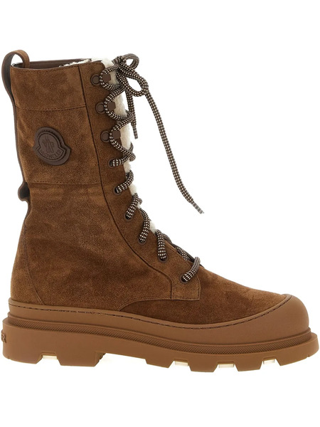  Moncler Vera Shearling Lace-up High Boots - Brown 