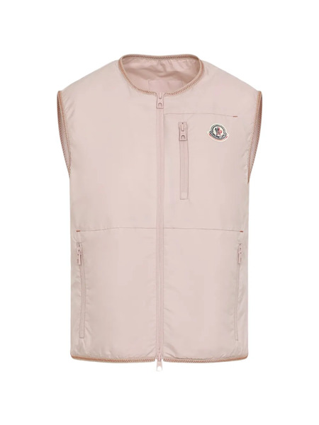  Moncler Zip Logo Patch Gilet - Pink 