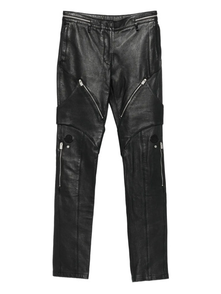  Moncler Zip-pocket Leather Trousers - Black 