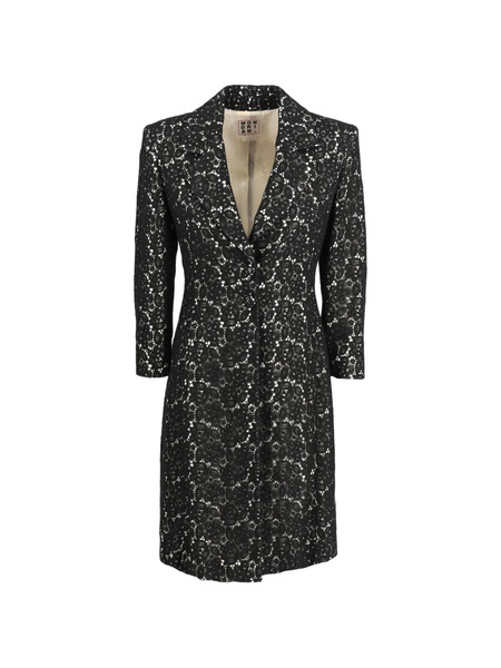  Mondrian Lace Floral Coat - Black 