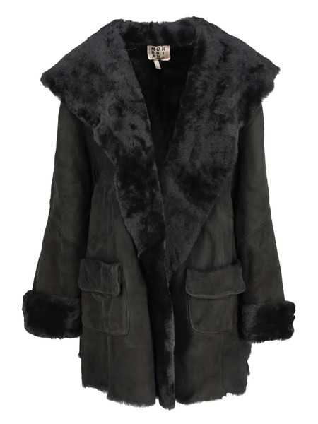  Mondrian Shearling Open-front Jacket - Black 