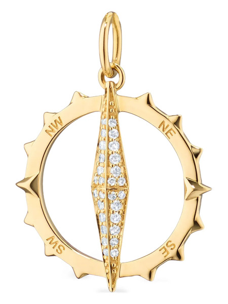  Monica Rich Kosann 18k Yellow Gold Adventure Compass Diamond Pendant 