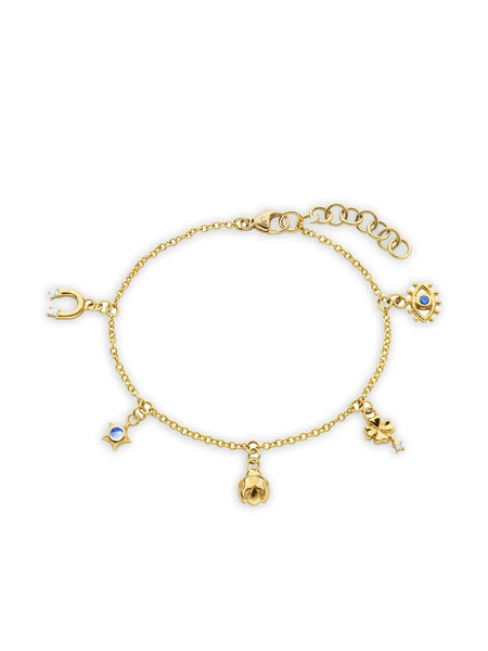  Monica Rich Kosann 18k Yellow Gold My Lucky Charm Multi-stone Bracelet 