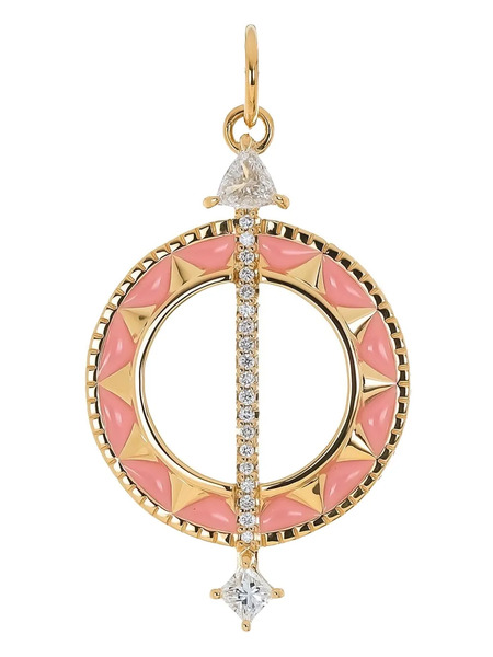 Monica Rich Kosann 18k Yellow Gold Sundial Diamond Pendant - Pink 