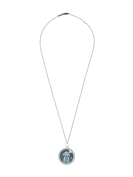  Monica Rich Kosann Round Mosaic Half Locket Necklace - Silver 