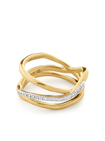  Monica Vinader Riva Diamond Pre-stacked Ring - Gold 