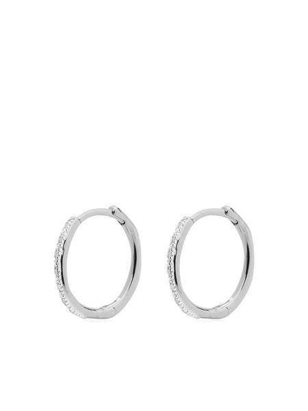 Monica Vinader Riva Wave Medium Hoop Diamond Earrings - Silver 