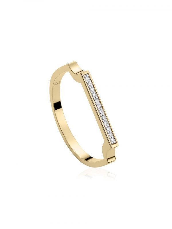  Monica Vinader Signature Thin Diamond Ring - Gold 