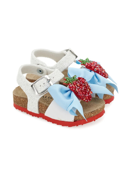  Monnalisa Beaded-bow Sandals - White 
